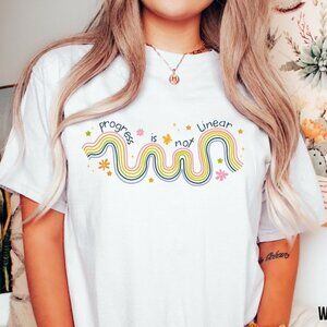 Progress Is Not Linear Therapist Teacher Support Fan Gift Graphic T-Shirt 159